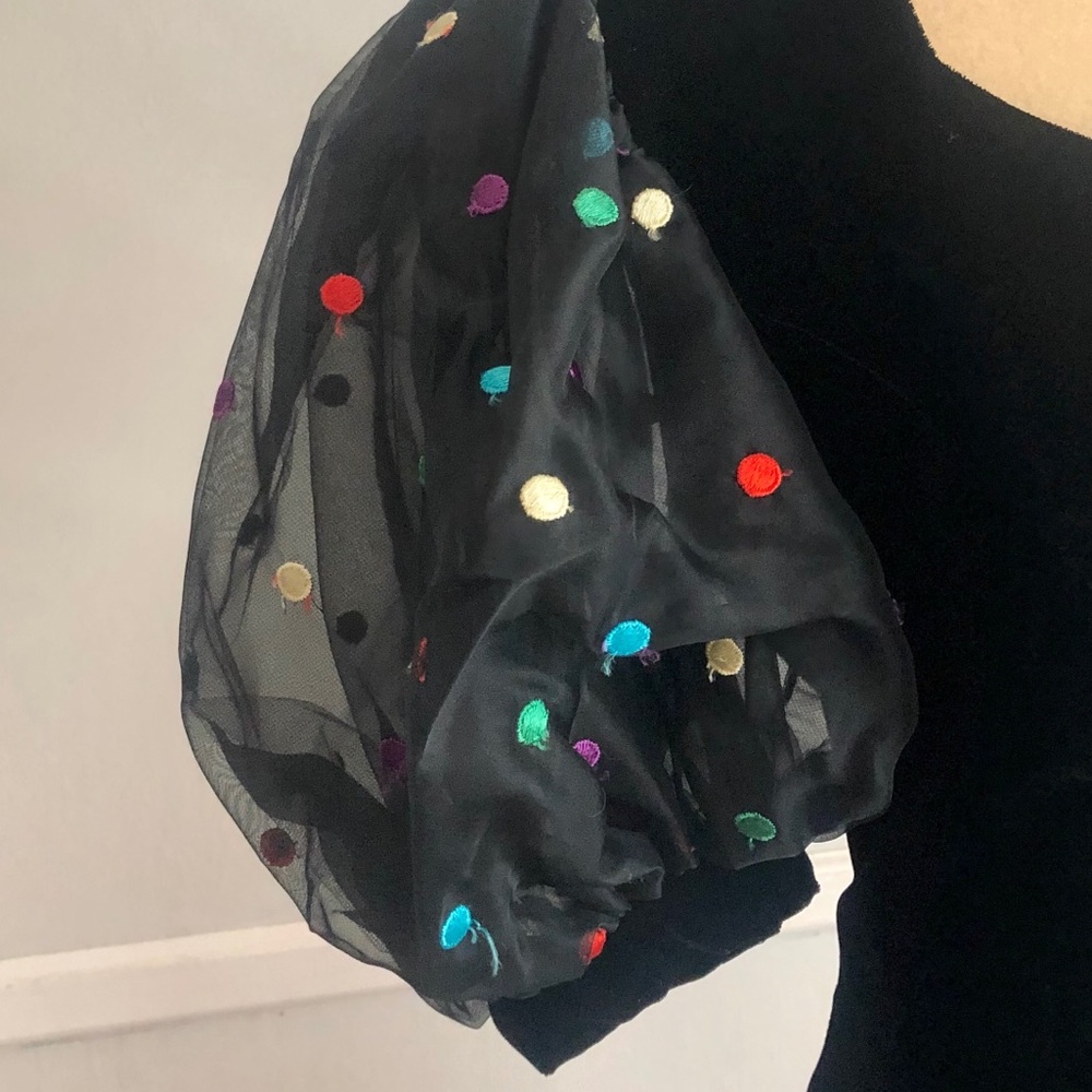 Vintage Saks Black Velour Midi Dress